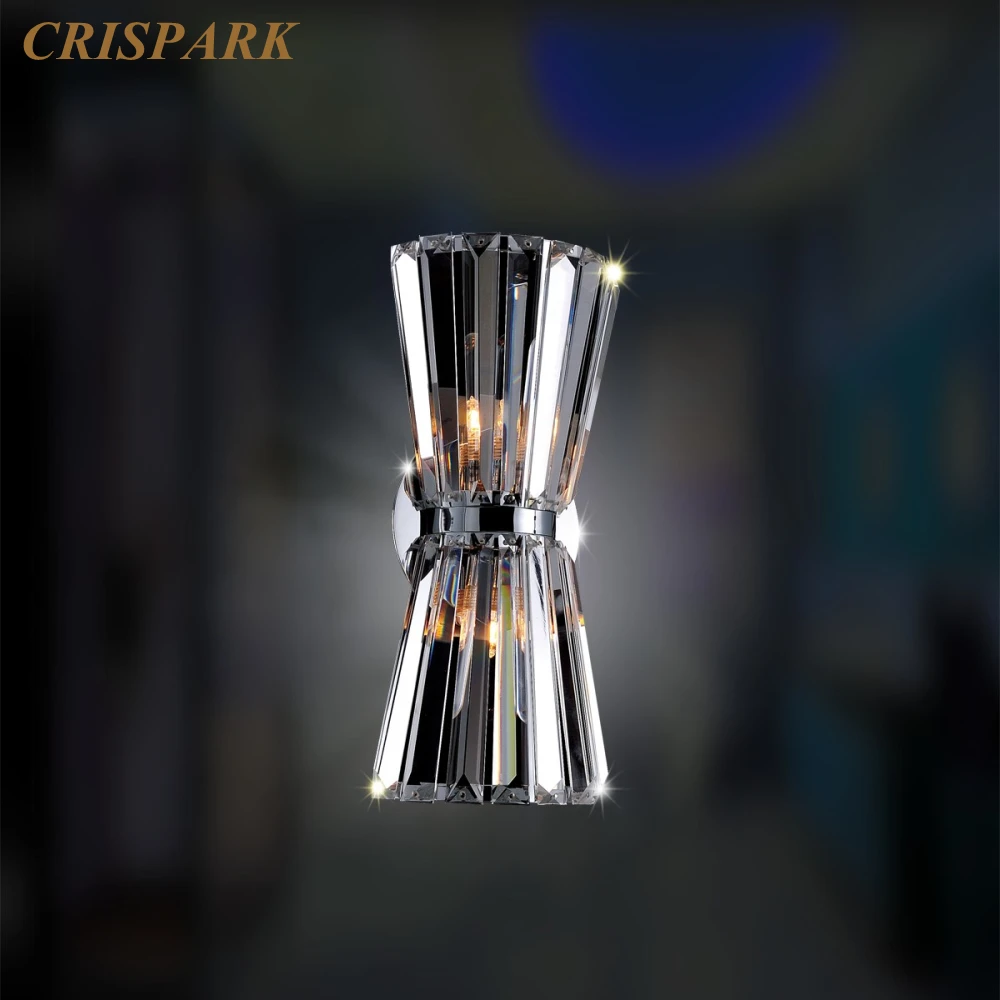 Armanno Small Sconce Modern Prism Clear Crystal LED Wall Lamps Luxury Chrome Interior Wall Light Home Decor Living Room Bedside