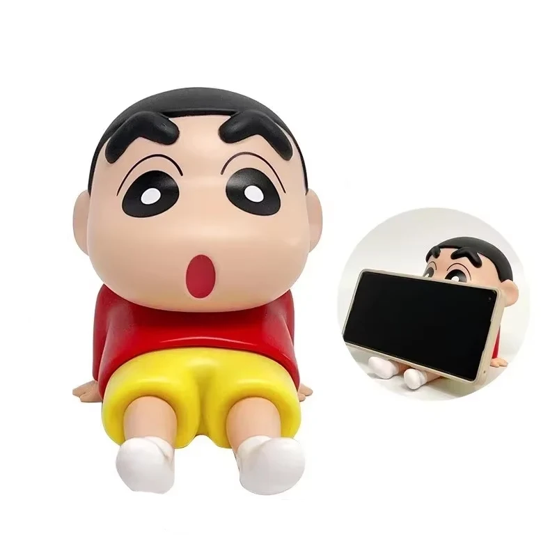 Crayon Shin-Chan Figures Phone Holder Kawaii Anime Desktop Ornaments Cartoon Watching TV Phone Support Cute Doll Decorations