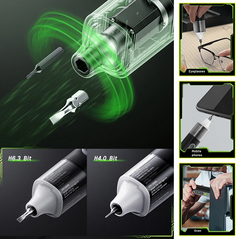 JAKEMY JM-8196 Precision Electric Screwdriver Set 4-Gear Torque Rechargeable Cordless Screw Driver for Mobile Phone Repair Tools