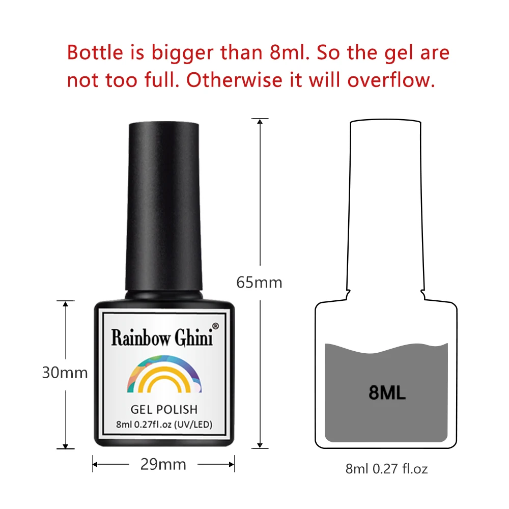 قوس قزح غيني جيل للأظافر البولندية 150 لون بريق شبه دائم Gellack الفن صالون البولندية النيون UV LED الورنيش الهجين قاعدة علوية معطف #4