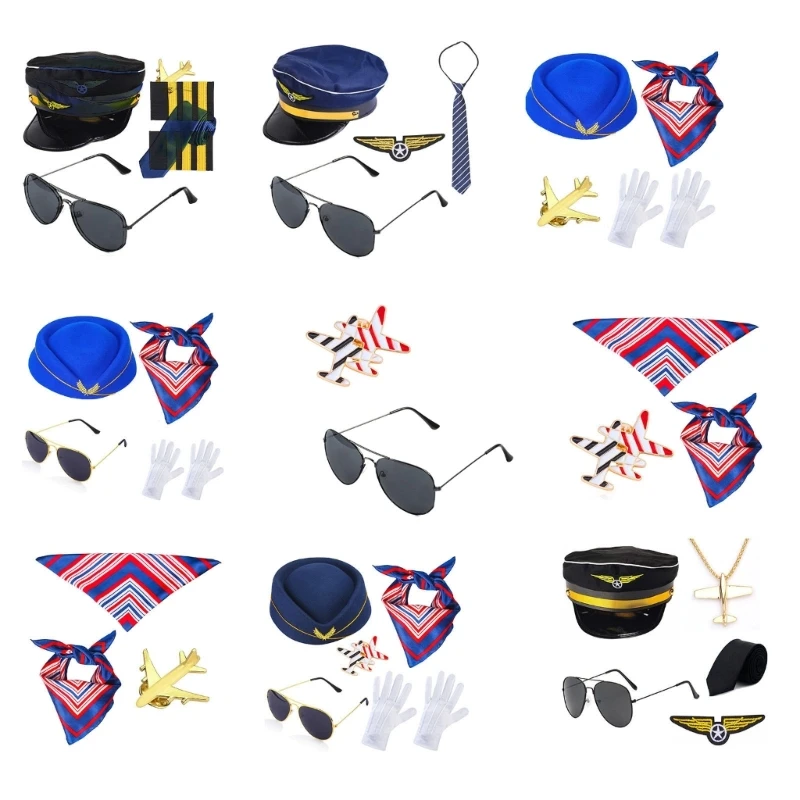 

634C Пилот авиакомпании, костюм капитана, комплект одежды для пилота, шляпа капитана, стюардесса, аксессуары для косплея на в