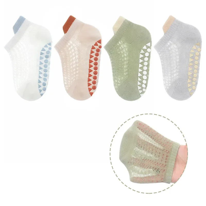 

Lawadka 4Pairs/set Baby Boy Girl Sock Summer Mesh Thin Newborn Socks For Girls Boys Casual Toddler Short Floor Sock Anti-slip