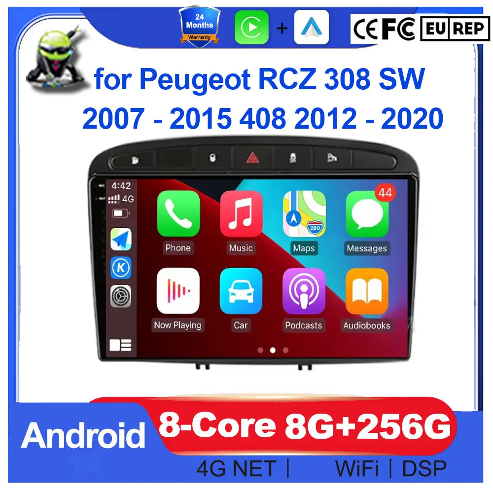 

Автомобильный радиоприемник Android Auto для Peugeot RCZ 308 SW 2007-2015 408 2012-2020 Мультимедийная GPS-навигация Беспроводной Carplay без 2DIN DVD