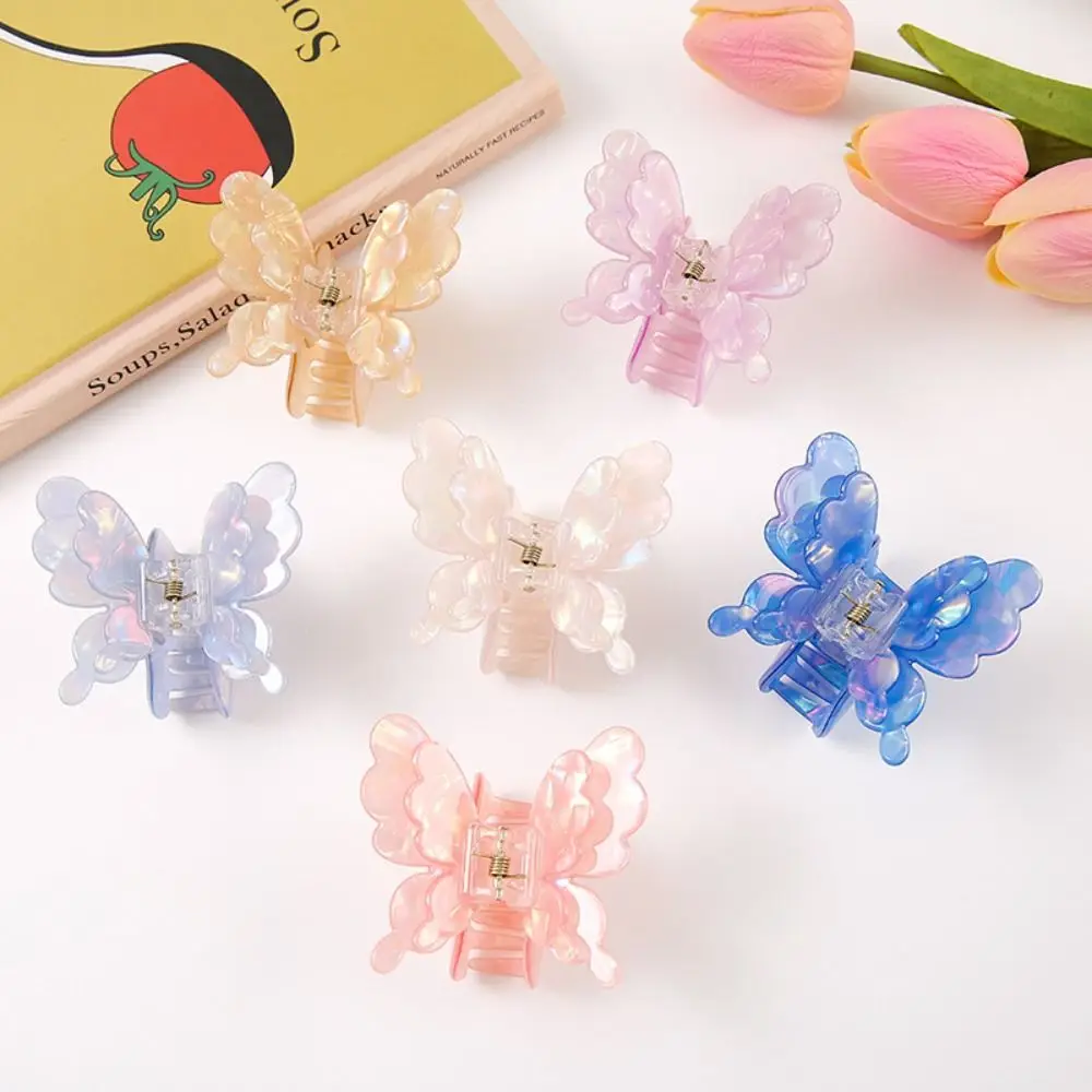 Acetic Acid Acetate Butterfly Hair Claw Colorful Grab Clip Gradient Hair Clip Korean Style Headdress Large Shark Clip Daily