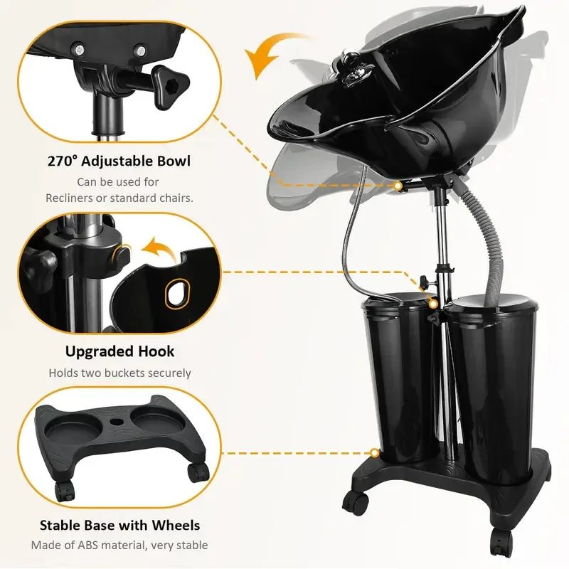 Adjustable Portable Backwash Shampoo Bowl Plastic Hair Washing Sink Shampoo Basin with Electric Pump