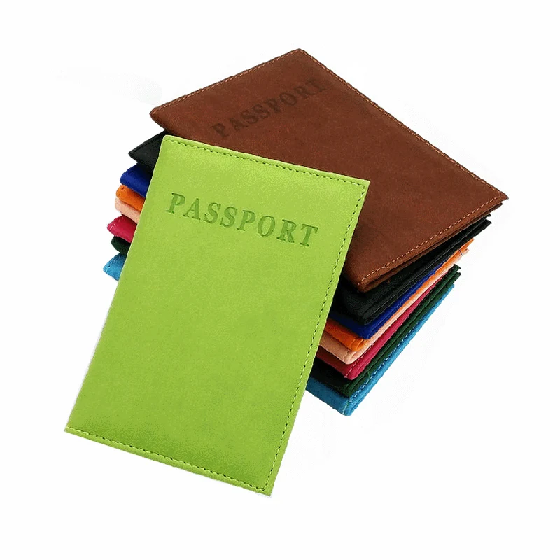 Funda de pasaporte multifuncional de colores, Funda de cuero PU para documentos de viaje, Soporte para tarjeta de identificación, accesorios de viaje