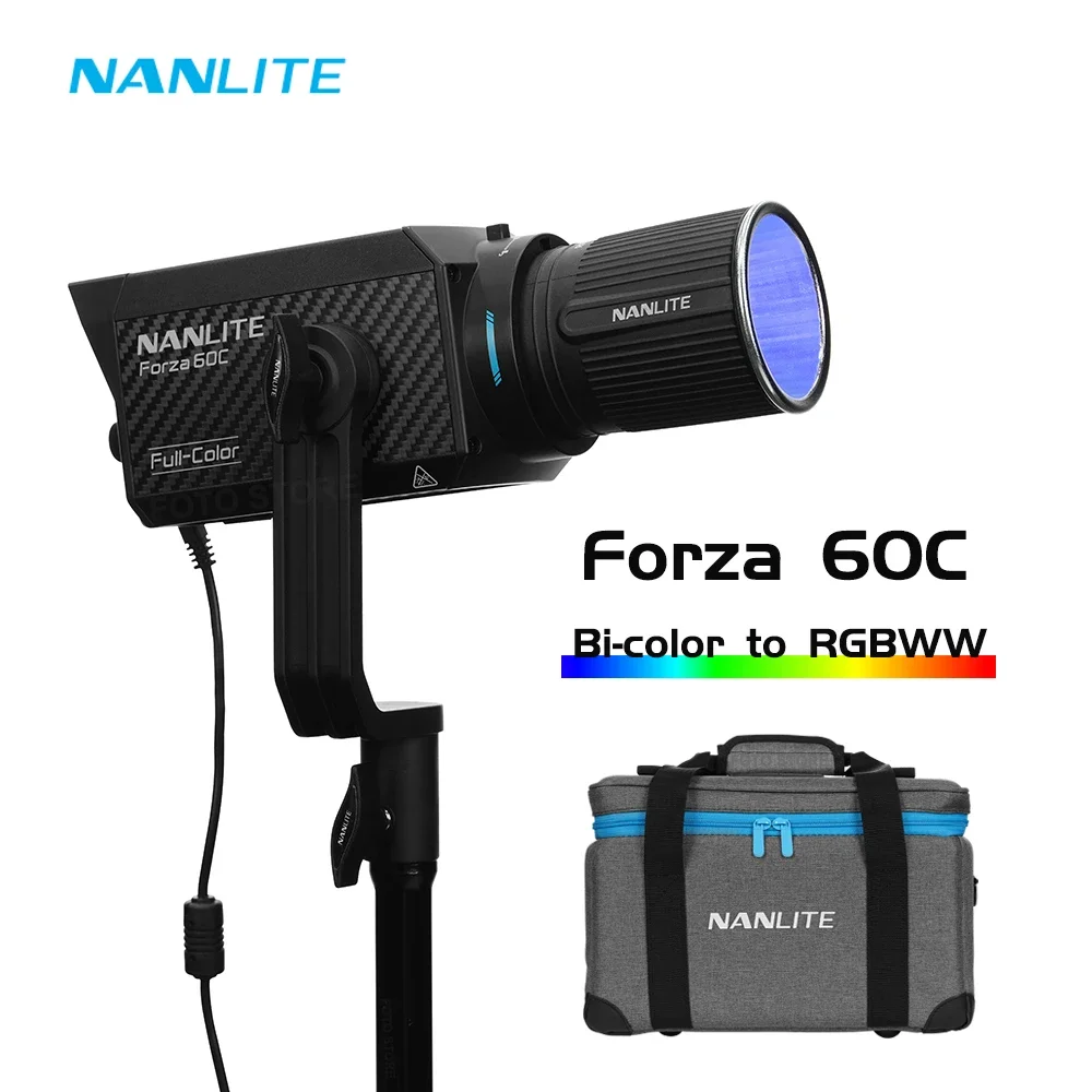 

Nanlite Forza 60C LED RGB COB Light 1800-20000K Видеолампа APP Дистанционное управление DMX RDM Студийное освещение для фотосъемки Лампа