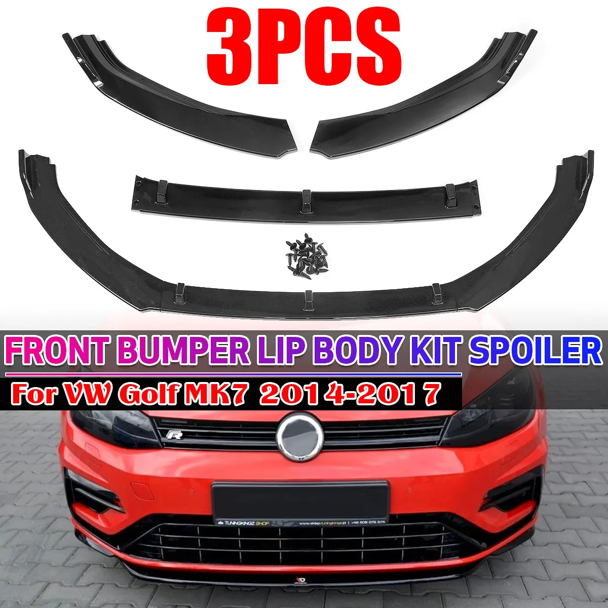 Car Front Bumper Splitter Lip Diffuser Body Kit Spoiler Guard For VW For Volkswagen For Golf MK7 2014 2015 2016 2017