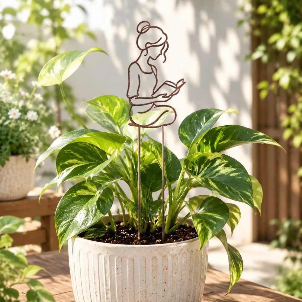 Iron Character Silhouette Plant Stand Strong Load Bearing Hollow Out Plant Climbing Trellis Weather Resistance