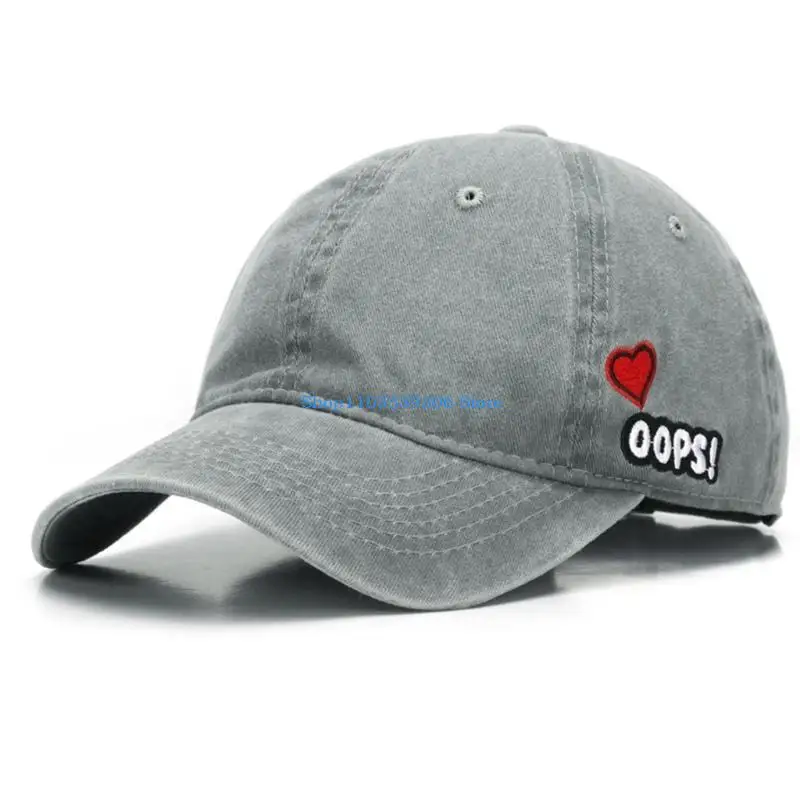 

400A Unisex Vintage Washed Cotton Baseball Cap Harajuku Hip Hop Letters Heart Embroidery Adjustable for Snapback Dad Ha
