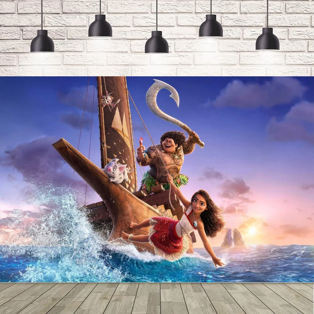 

Photography Backdrop Moana Banner For Girl Princess Baby Shower Birthday Party Background Bedroom Decor Can Be Customize Name