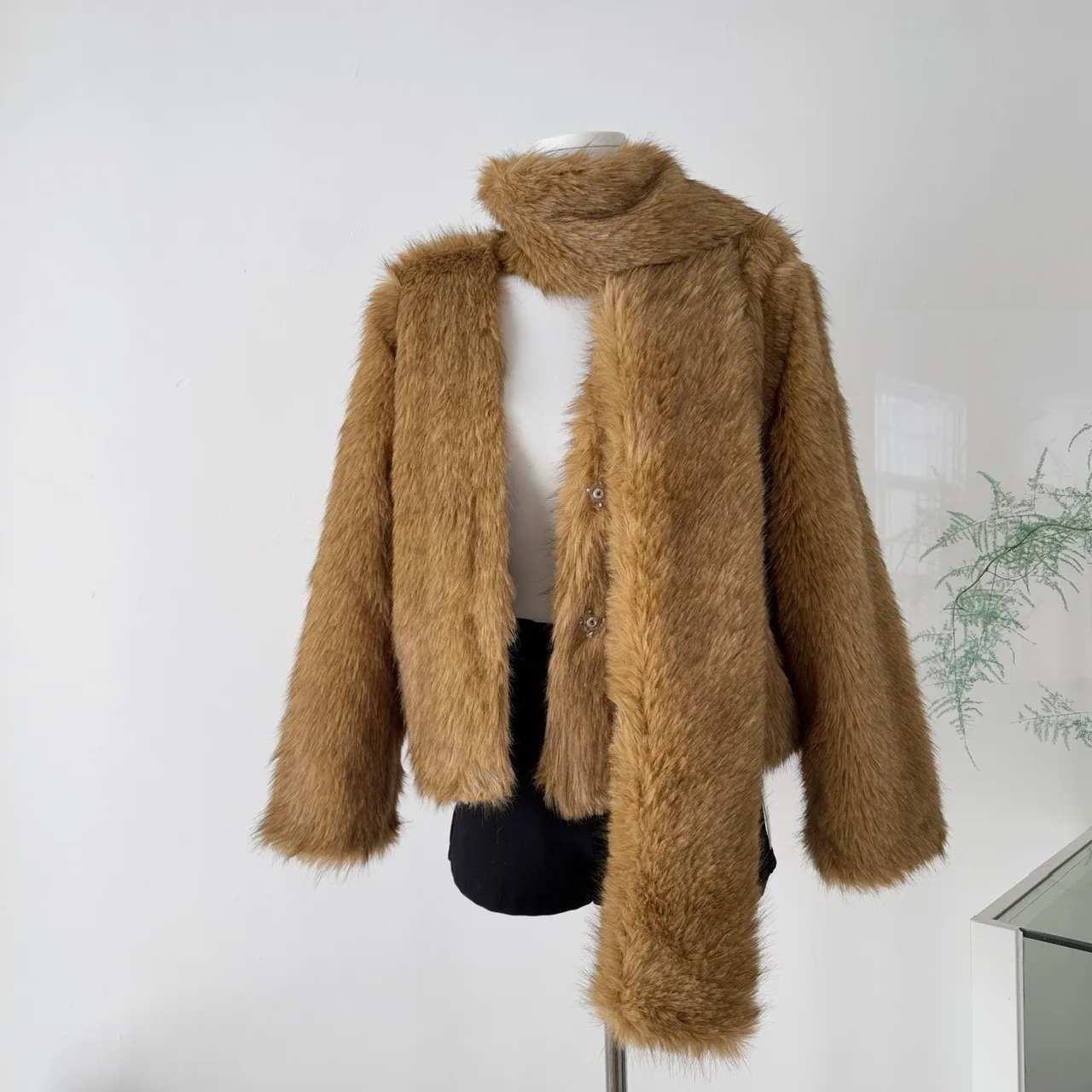 

Женский шарф adient V-Ne, меховая верхняя одежда, длинное све, полиэфирное волокно стандартной длины, 00% зимнее новое коричневое пальто