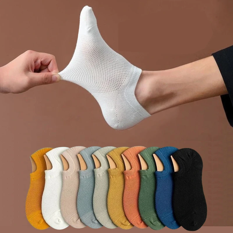 Men's Cotton Low Cut Boat Ankle Socks Sweat-absorbing Solid Color Breathable Waisted Shallow Summer Short Socks