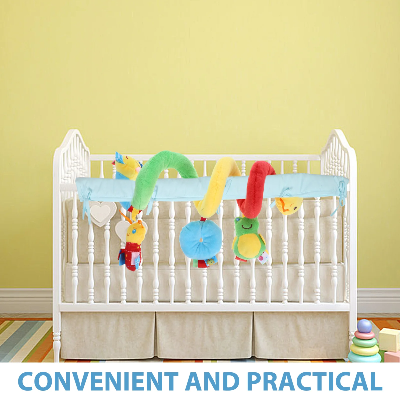 Spirale pour poussette berceau lit bébé suspendu Dangler avec couineur hochet froissé multifonctionnel landau berceau Rail Wrap nouveau-né