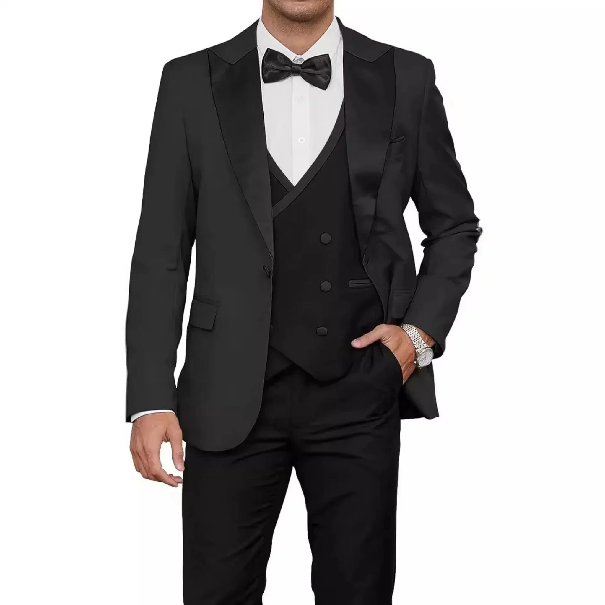 Three-piece Suit Color-blocked，formal Jacket with Peak Lapel for Celebrities，2024 New，high-quality Wedding Art