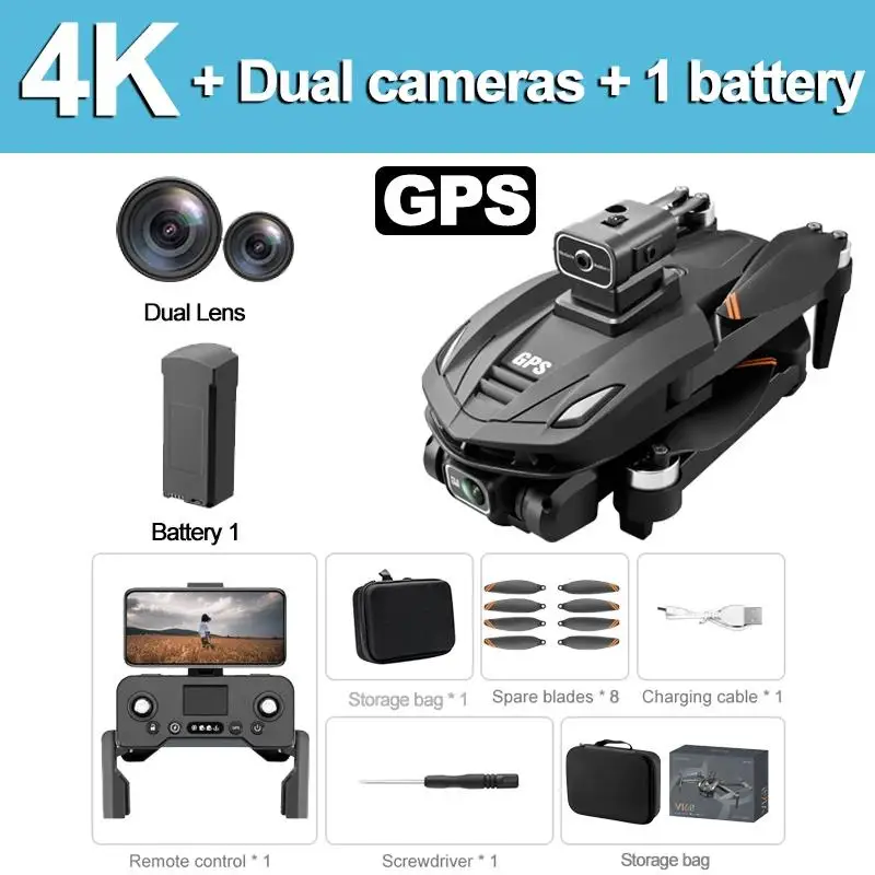 To V168 GPS Drone 8K Professional HD Dual Camera 5G Wifi 360° Obstacle Avoidance Brushless Foldable Quadcopter RC Toy