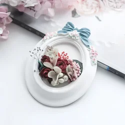 Oval Lace Photo Frame Gypsum Silicone Mold DIY Handmade Desktop Decoration Tray Mould