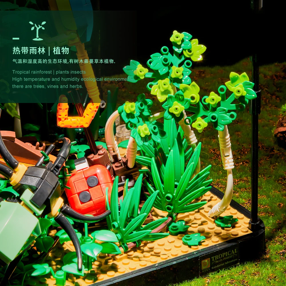 1358pcs Ideas Tropical Rainforest Landscape Building Blocks Butterfly Chameleon In Jungle Moc Bricks Toy Gift For Children Kids