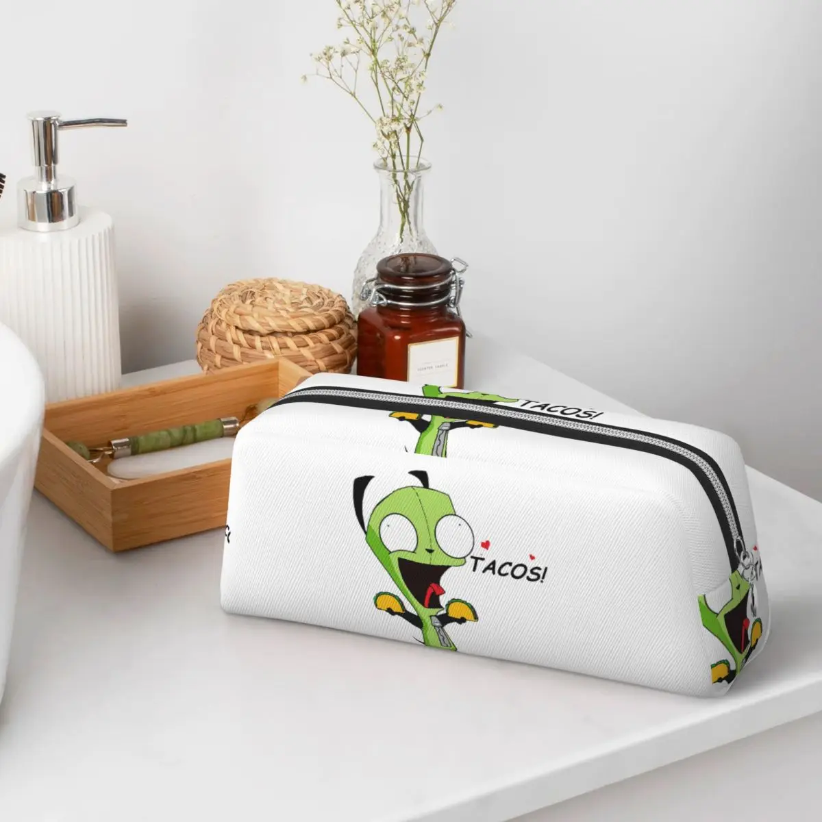 Gir Loves Tacos Invader Zim Classic Pencil Cases for Students School Pen Box Pencil Bag Pencil Pouch Pen Holder