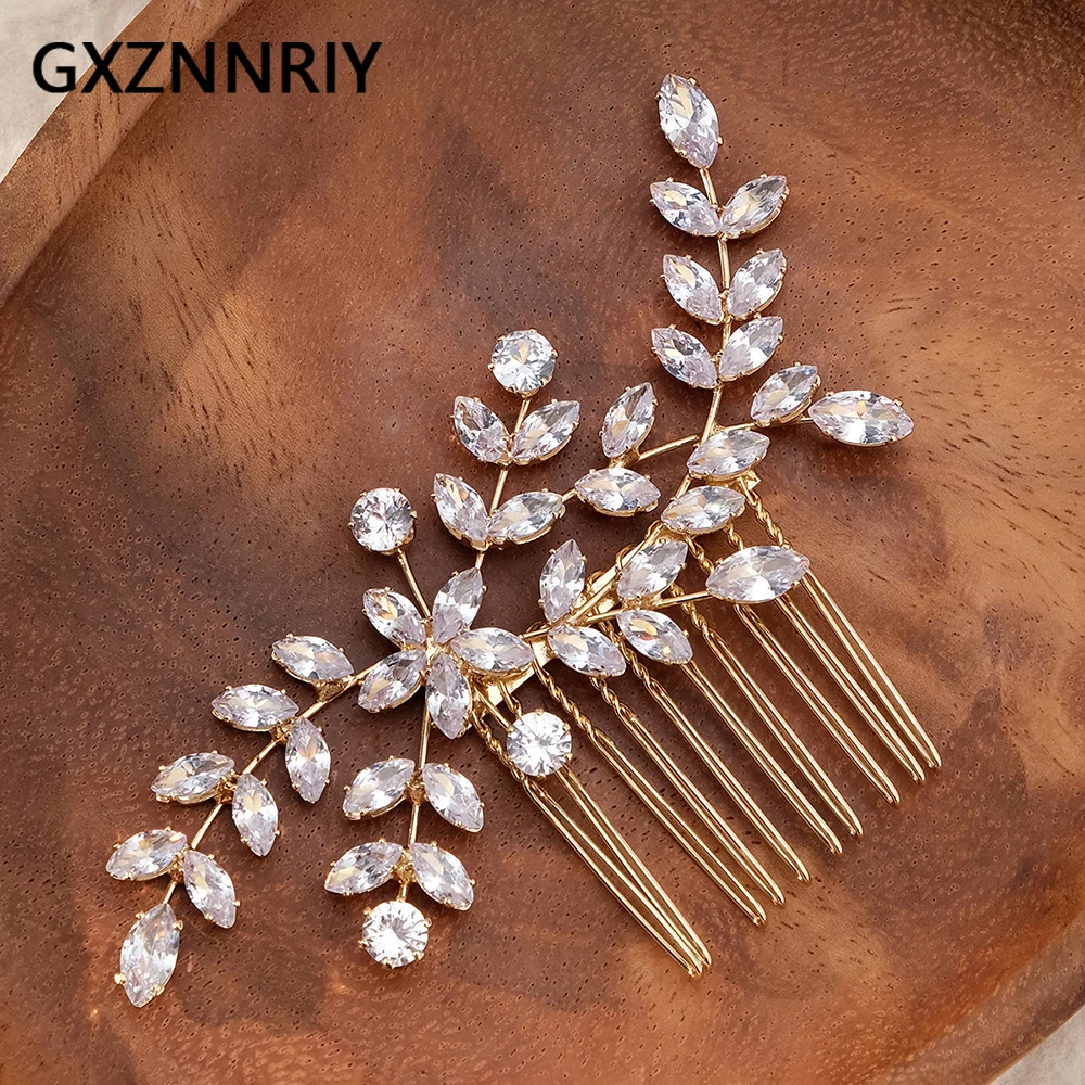 

Zircon Leaf Hair Comb Clips for Women Hairpin Bride Wedding Hair Accessories Bridal Headpiece Party Jewelry Bridesmaids Gifts