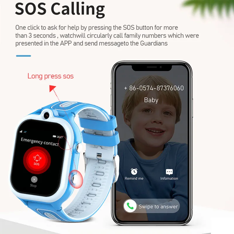 Getfitsoo 4G Astuto Della Vigilanza Per I Bambini Videochiamata GPS WiFi Anti Tracker 900mAh Grande Batteria Chiamata SOS Macchina Fotografica Per Bambini Smartwatch