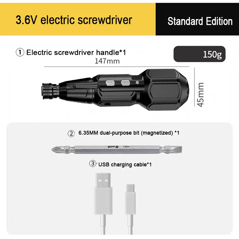 

Electric Screwdriver Cordless Screwdriver Mini Home Screwdriver Magnetic Tip Worklight Rechargeable For DIY Home