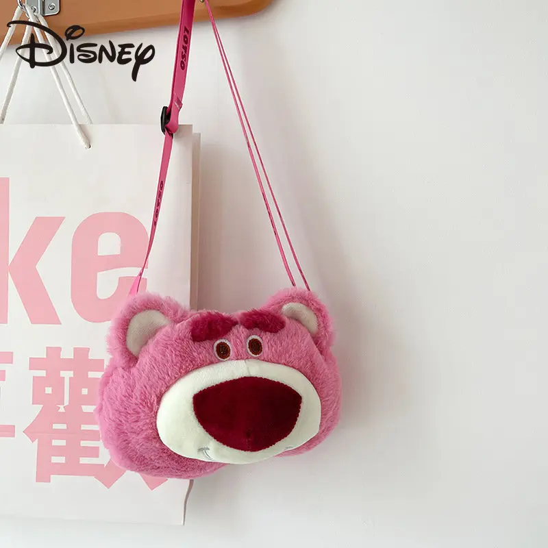 MINISO Disney Strawberry Bear Crossbody Bag Women's New Cute Girl Heart Cartoon Children's Plush Bag Student Mini Doll Bag