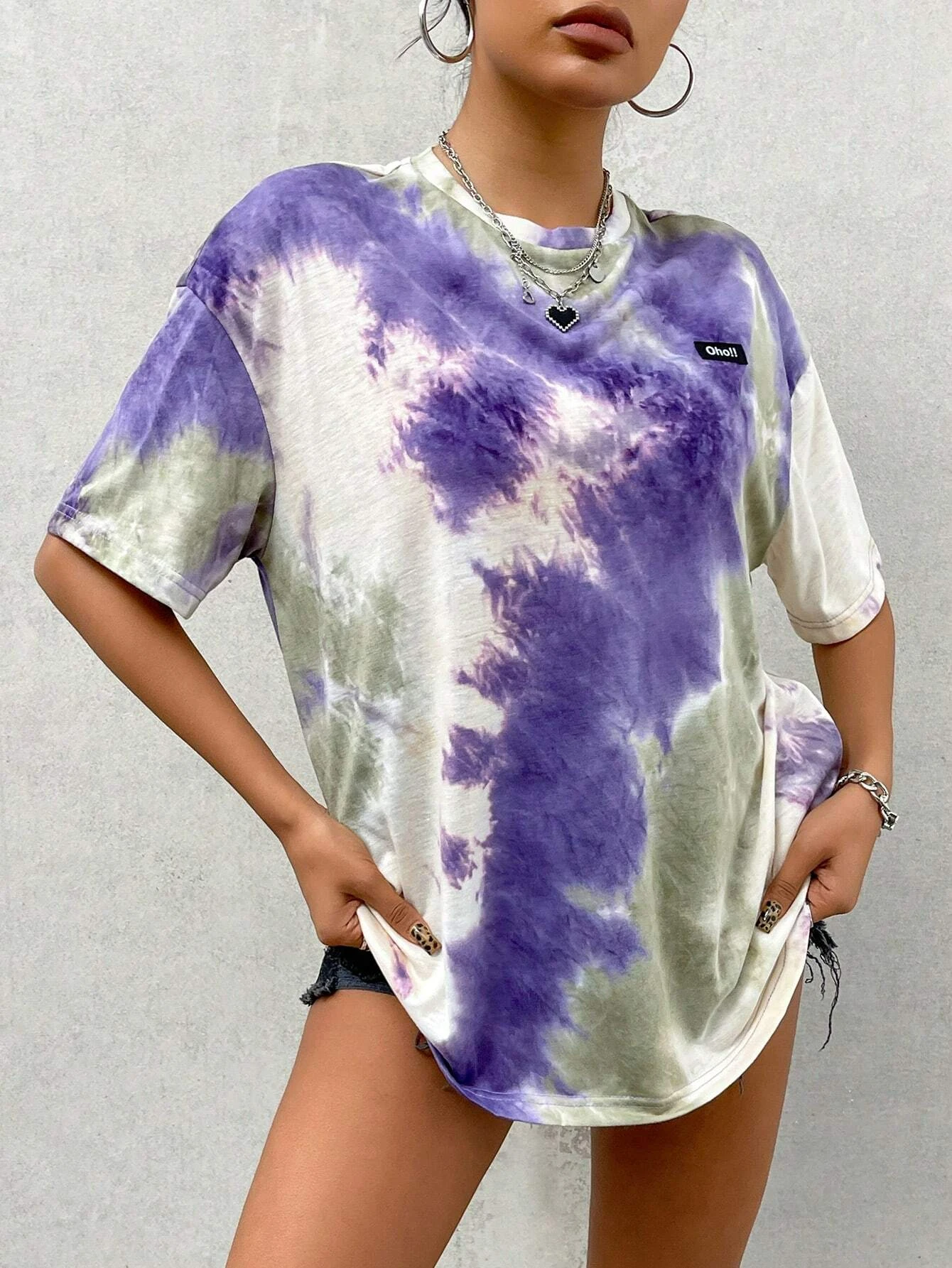 T-shirt manches courtes femme, surdimensionné, ample, Harajuku Y2k, décontracté, Streetwear, avec lettres teintées, épaules tombantes, été