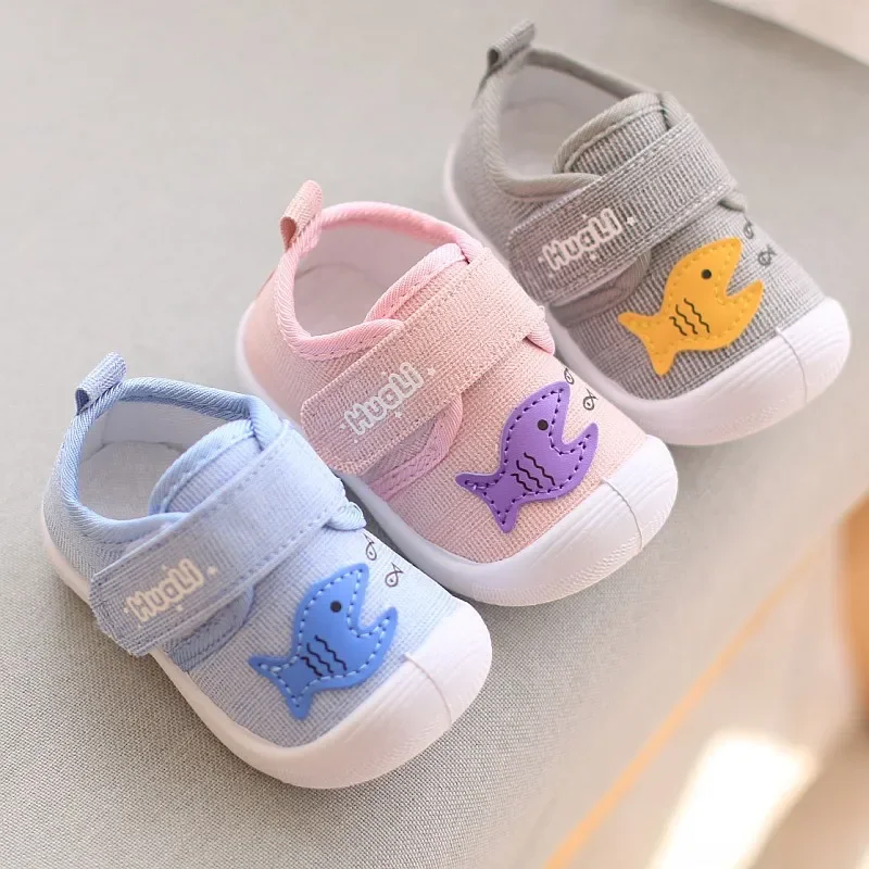 Baby Girl Boy Shoes First Walkers Cotton Soft Newborn Squeaky Sneakers Cute Infant Toddler Kicking Functional Causal Loafers