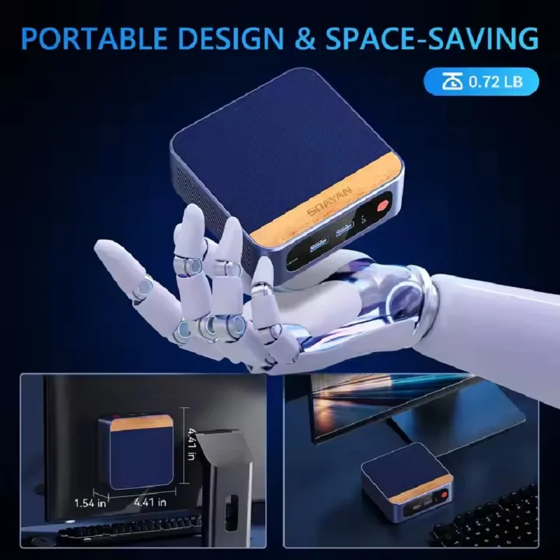 Mini komputer stacjonarny Intel N150/N100/N95 8 GB/16 GB RAM 256 GB/512 GB SSD Kompaktowa konstrukcja bez wentylatora do użytku biurowego i domowego