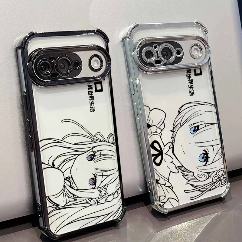 Coque de téléphone Anime Cute Rem Emilia, étui souple Transparent résistant aux chutes pour Google Pixel 10A 9A 9 8A 8 7A 7 Pro XL