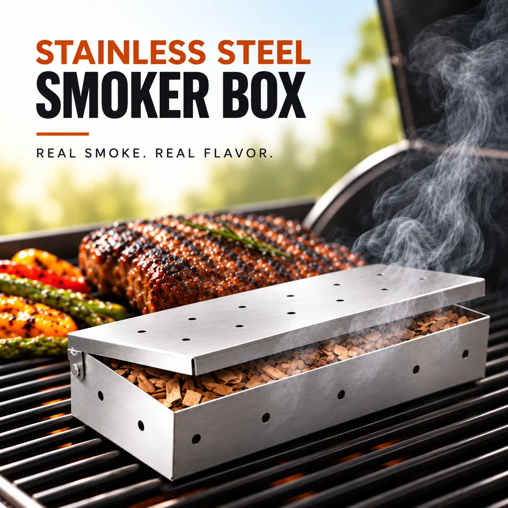 Stainless Steel Smoker Box for Gas BBQ, Wood Chip Smoker, Meat Smoker, Outdoor Cooking Tool, No Power Required bbq accessories