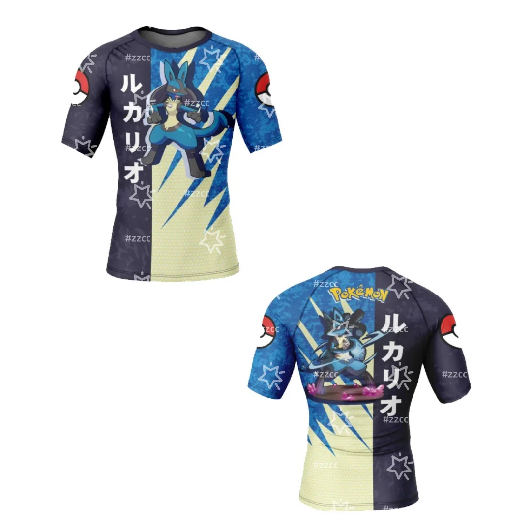 

Футболка для фитнеса с графическим рисунком Pokemon 'Lucario', спортивная футболка в стиле аниме, летняя спортивная быстросохнущая мужская футболка, детская одежда, женская футболка