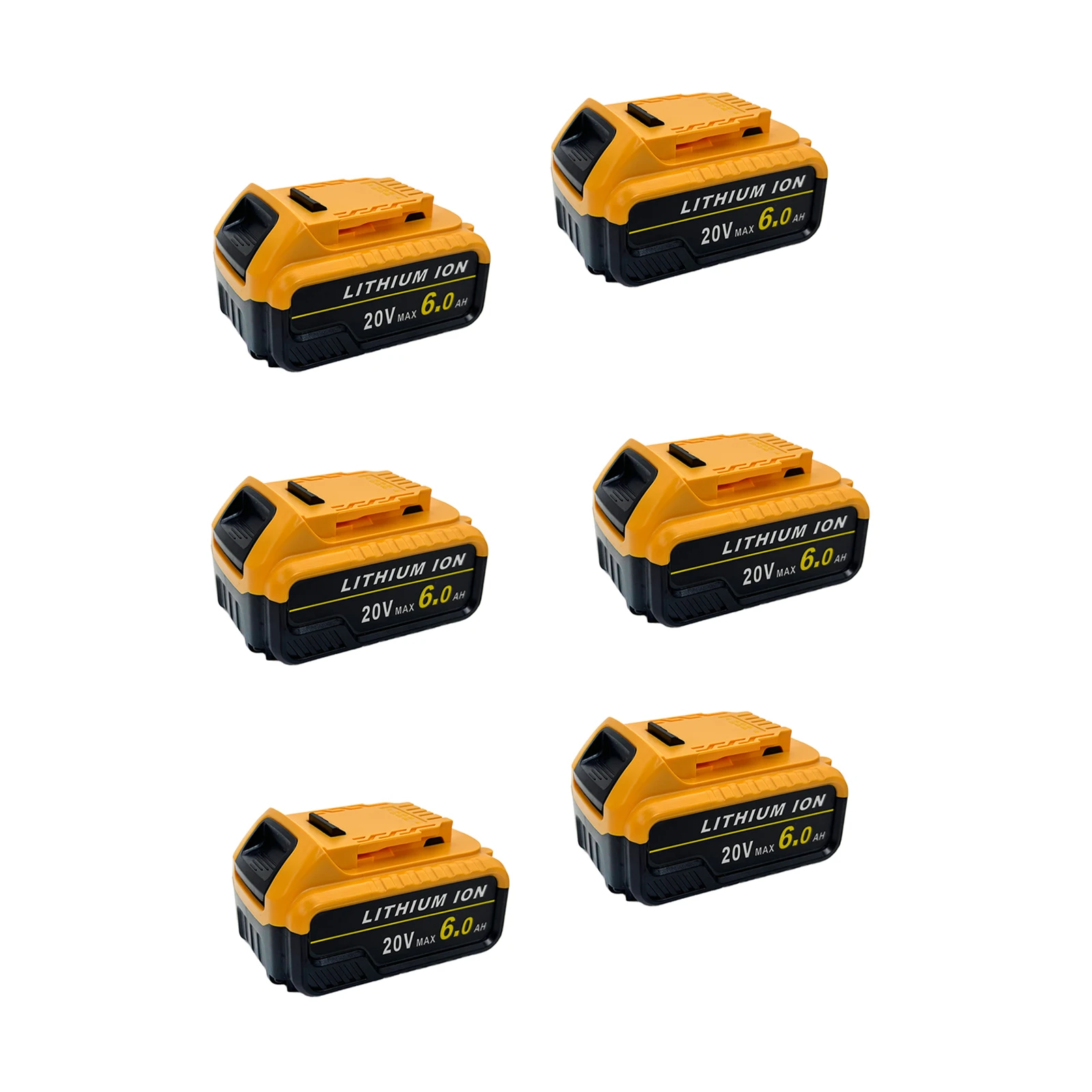 

6 Packs Upgraded 6000 mAh DCB205 Li-Ion Battery Replacement for DeWALT 20V MAX Battery, for DeWALT Series Cordless Power Tools