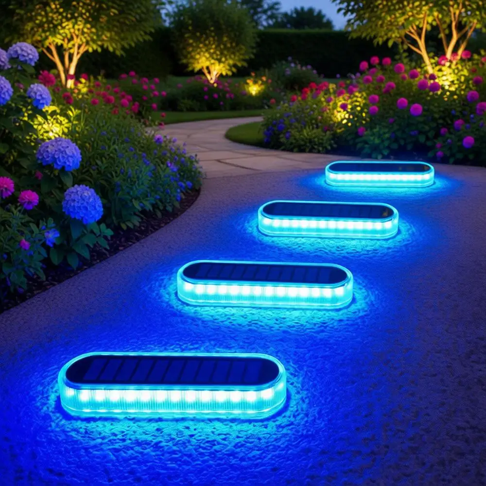 

Deck Lights, 4 Pack 40LM Powered Step Lights Blue Light, LED Dock Light Outdoor In-Ground Lights IP68 Waterproof Auto ON/OFF for