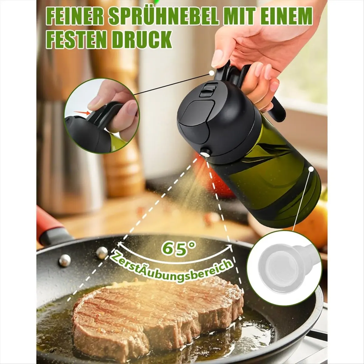 Pulvérisateurs et distributeurs d'huile d'olive 2-en-1 de 470 ml pour la cuisine, la friteuse à air, le barbecue - Outil de pulv