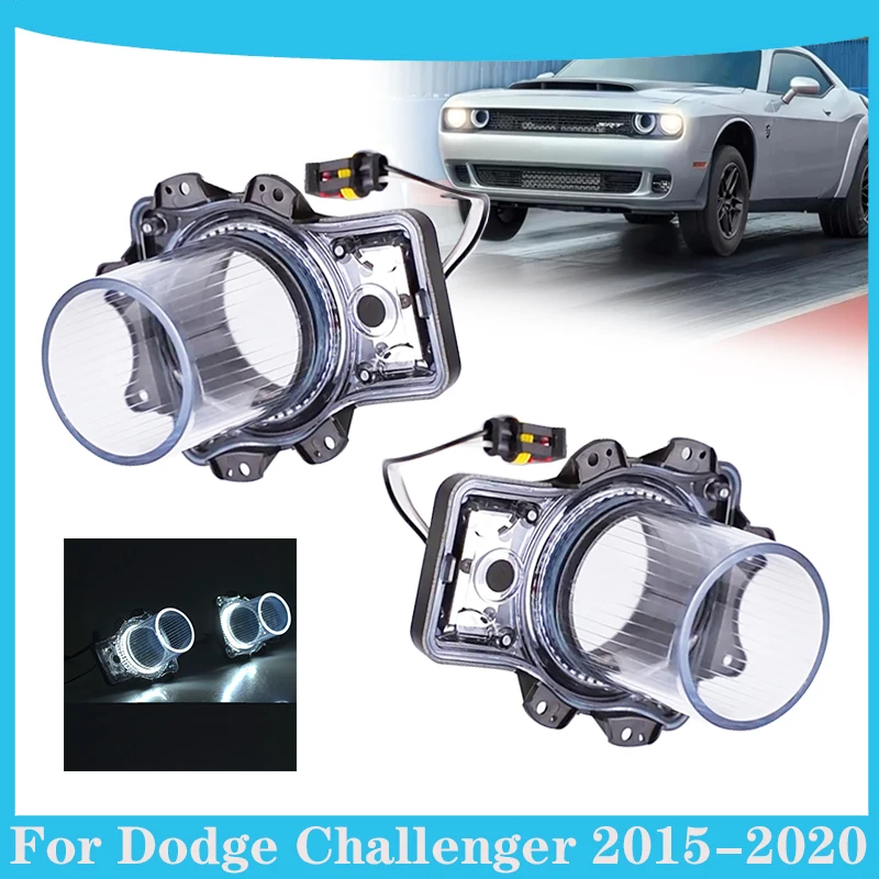 Super Bright White Headlight Assembly Downlights LED Headlamps Air Inserts Assembly for 2015-2020 Dodge Challenger