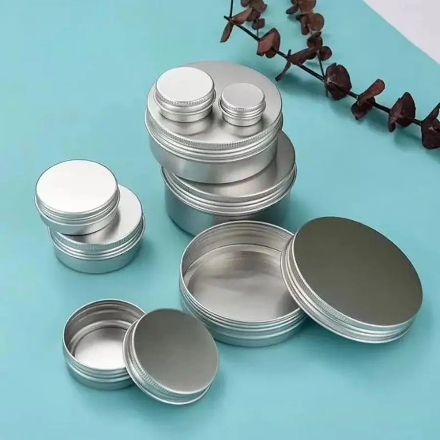 5ml-100ml Round Aluminum Tin Cans With Screw Lid Empty Metal Storage Jars Lip Balm Beard Oil Cream Cosmetics And DIY Containers
