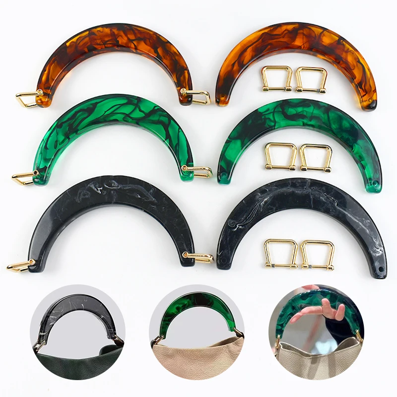 1/2 Stück 11,2 cm Harz Damen Taschengriff Bernstein Acryl Kunststoff Griffe für Handtasche Geldbörse Rahmen DIY handgemachte Handwerk Taschen Zubehör – Detail 4