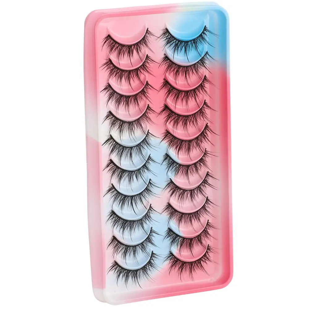 10 Pairs Natural Spiky Fake Eyelashes Cat-Eye Makeup Dramatic Manga Lashes Anime Lashes Cosplay Lashes Mink Lashes