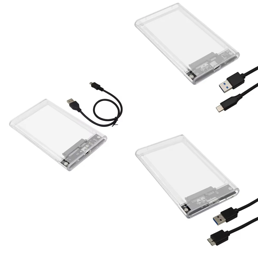 

Mobile Hard Disk Box USB 3.0/2.0/3.1 to Type C Cable SATA 2.5 inch 50cm Support 6TB transparent Mobile External HDD SSD DRIVE