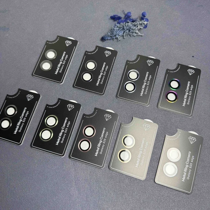 Protetor de lente de câmera de metal, vidro para samsung galaxy s25 edge 2025, capa completa, anel de lente de câmera, vidro s25edge, filme de lente