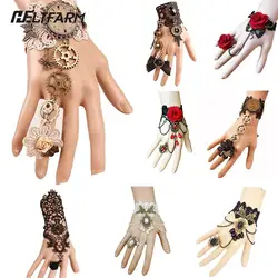 Women's Vintage Steampunk Gloves Wrist Cuff Gear Girls Jewelry Accessories Victorian Bracelets Costume Lace Handwear