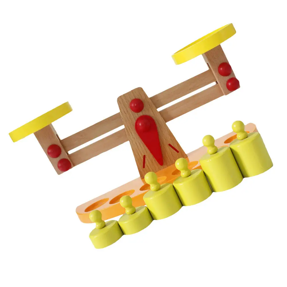 Wooden Balance Scale Toy for Kids Educational Math Learning Game Detachable Assembly Arithmetic Playset