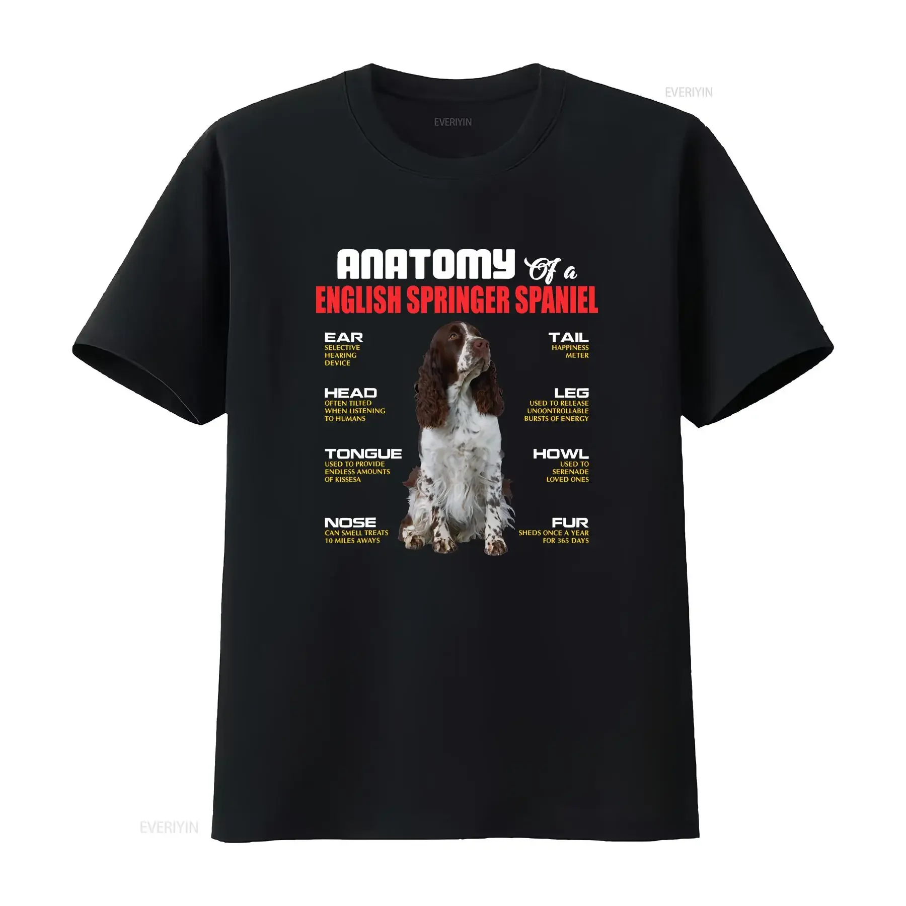 Anatomy Of A English Springer Spaniel Dogs Lover T Shirt SweaT 101353 vintage Washed Stretched Casual Versatile Stylish