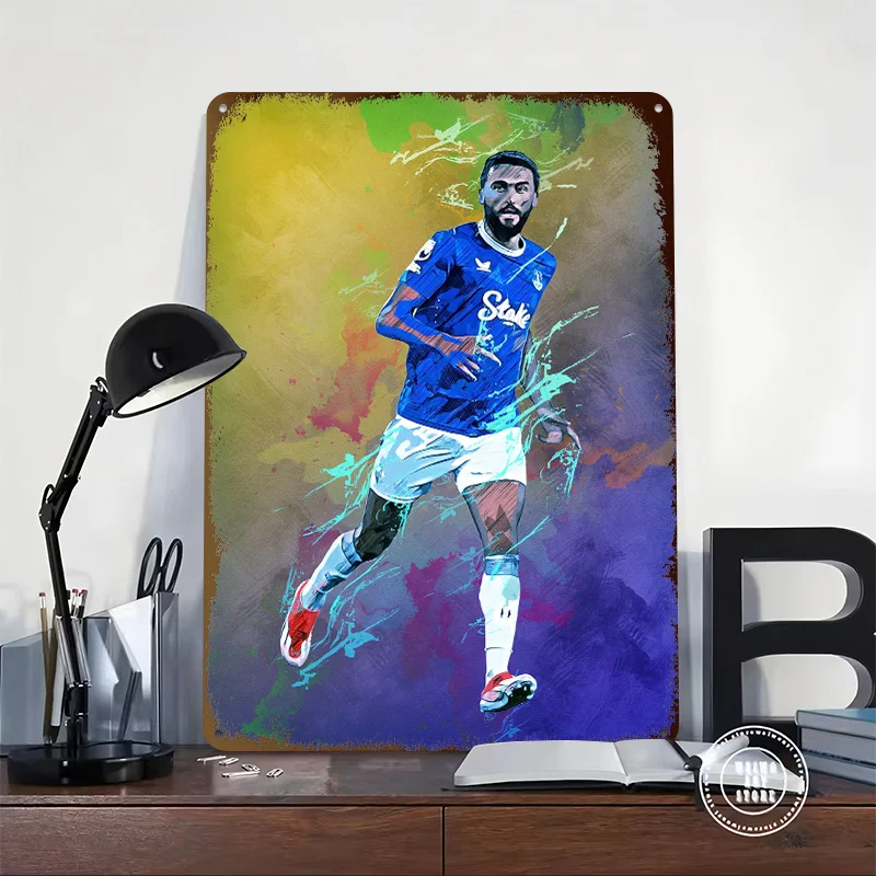 Dominic Calvert Lewin Personalized 3D Textured Metal Poster Wall Art Tinplate Sign for Decoration Living Room Decor Men Man Cave
