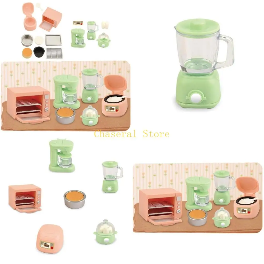

E7CE DollHouse Cooker Model Set Kitchen Cookware Model Accessories Teenager Girls Dollhouse Oven Pretend Playset