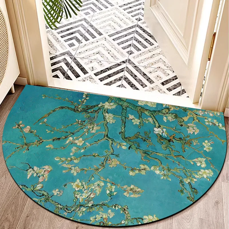 

Vincent Van Gogh Almond Blossom Slin Half Round Door Mat Non Slip Indoor Outdoor Entrance Rug Durable Waterproof