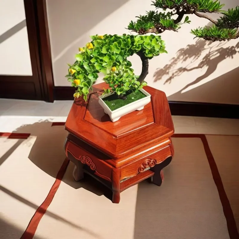 Solid Wood Standing Flower Base Figurine Miniature Display Stand Tea Sets Pedestal Vase Flower Pot Sorting Table Home Decoration