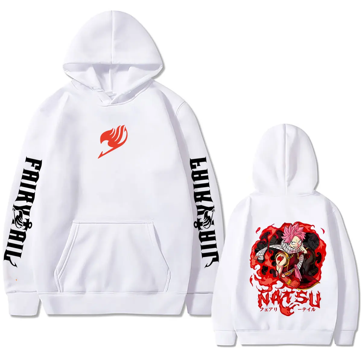 Anime Fairy Tail Grafik-Hoodie Cartoon Natsu Dragneel Kapuzenpullover Herren Damen Kleidung Manga Vintage Oversized Streetwear – Detail 6